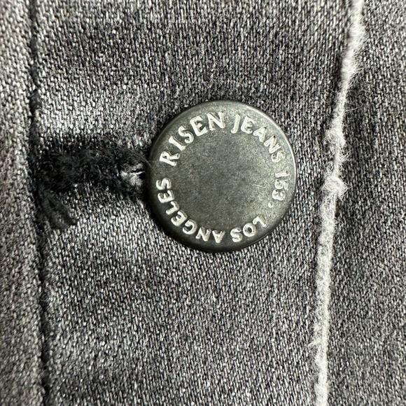 EUC, Risen Women’s Black Distressed Jean Jacket Sz Large - Picture 8 of 12